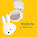 Miffy On-the-Go Compact Mirror — open and closed Miffy compacts with regular and magnifying mirror information