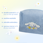 Cinnamoroll Dream Daisy Makeup Bag — blue bag with material, washing and storage features