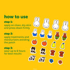 Miffy Clear As Day! Blemish Patches — patch sheets with clean-skin application and six-hour wear directions