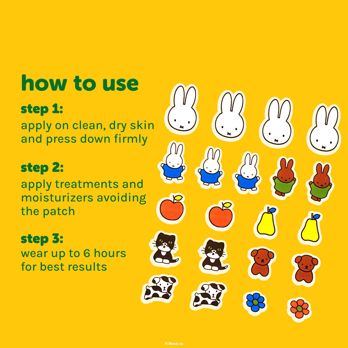 Miffy Clear As Day! Blemish Patches — patch sheets with clean-skin application and six-hour wear directions