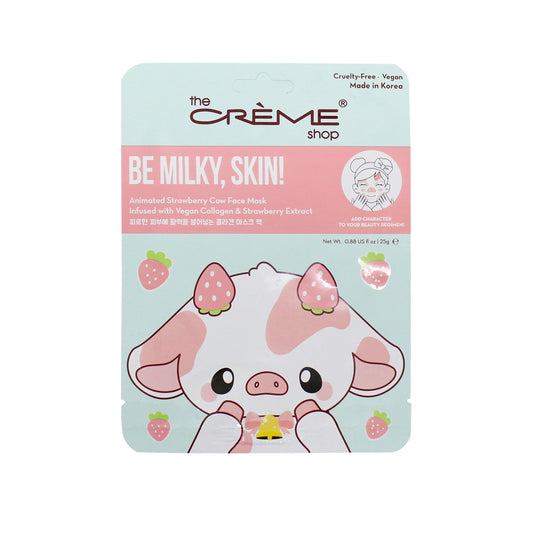 Be Milky, Skin! Animated Strawberry Cow Face Mask Animated Sheet Masks The Crème Shop 