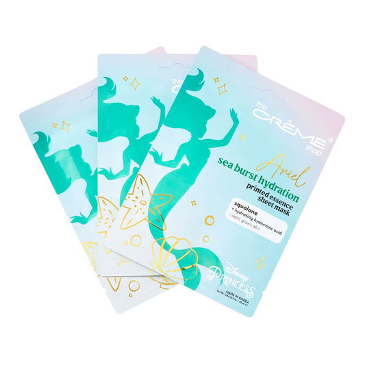 The Crème Shop x Disney - Ariel Sea Burst Hydration Printed Essence Sheet Mask The Crème Shop 3 Pack (Save $2.00) 