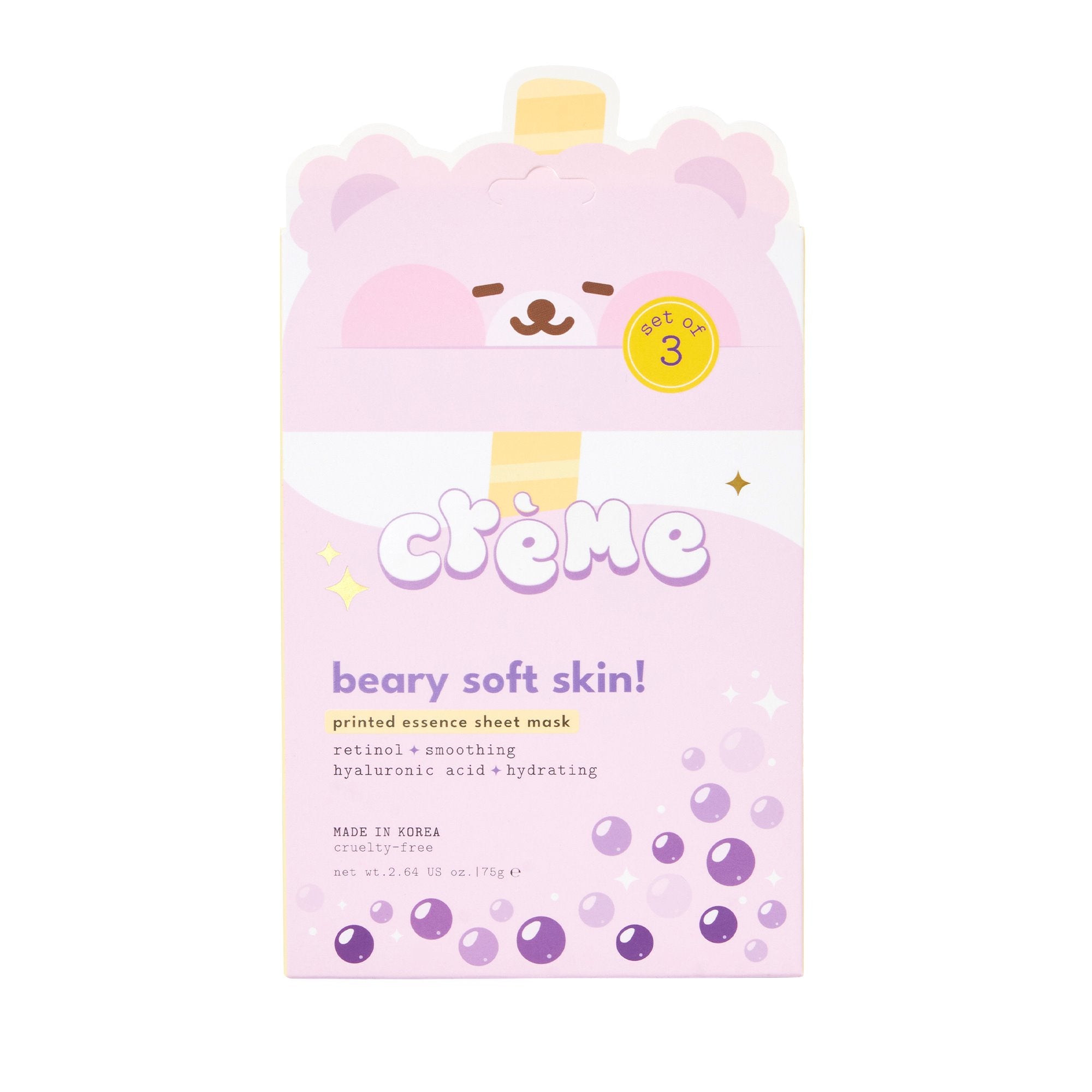 Boba Bears Beary Soft Skin! Sheet Mask (Smoothing + Hydrating) Sheet Mask The Crème Shop 