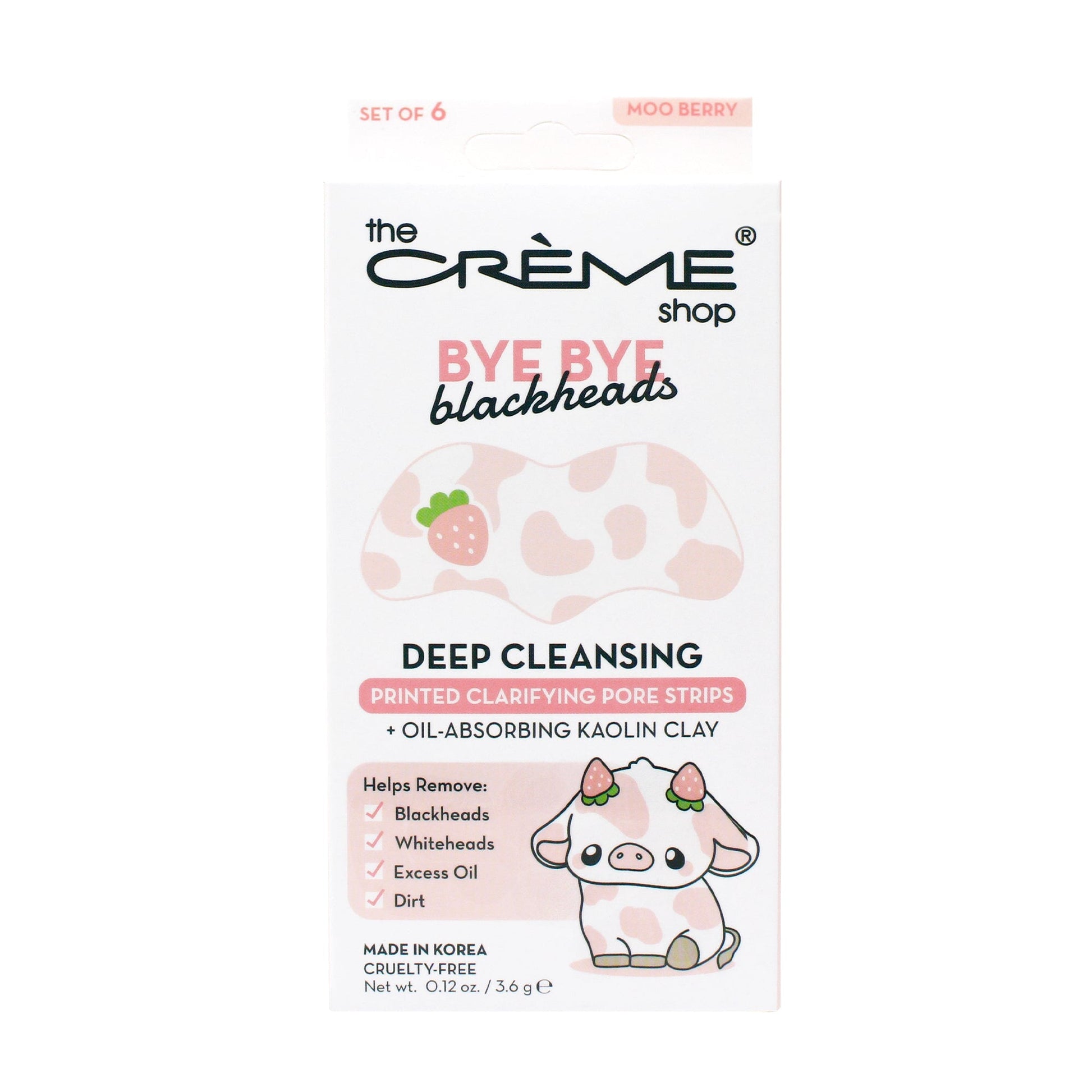 Bye Bye Blackheads Printed Nose Strips - Moo Berry (Set of 6) Pore Strips The Crème Shop 