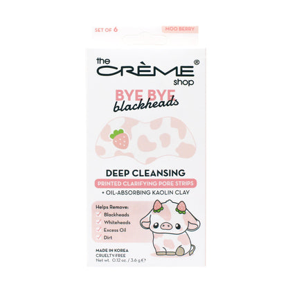 Bye Bye Blackheads Printed Nose Strips - Moo Berry (Set of 6) Pore Strips The Crème Shop 