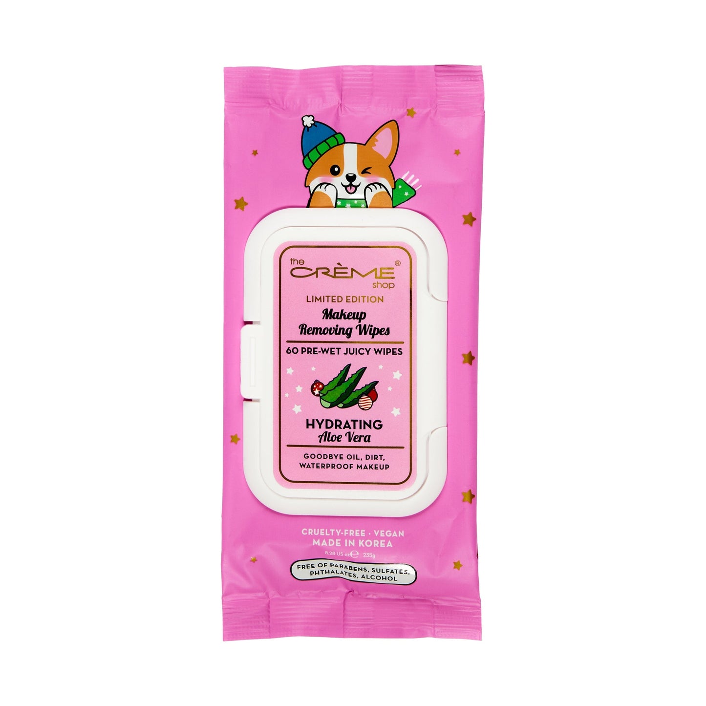 Holiday Corgi Makeup Removing Wipes – Hydrating Aloe Vera Holiday Towelettes The Crème Shop 