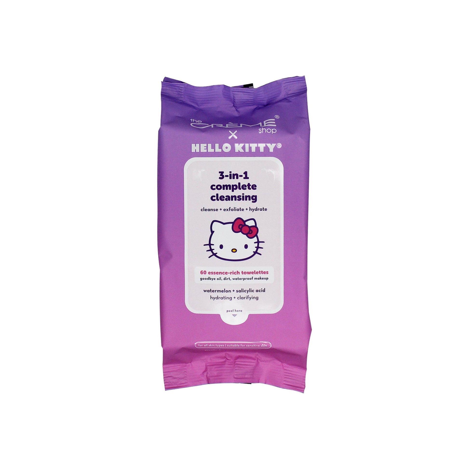 The Crème Shop x Hello Kitty(Purple) 3-In-1 Cleansing Towelettes - Watermelon Towelettes The Crème Shop x Sanrio 