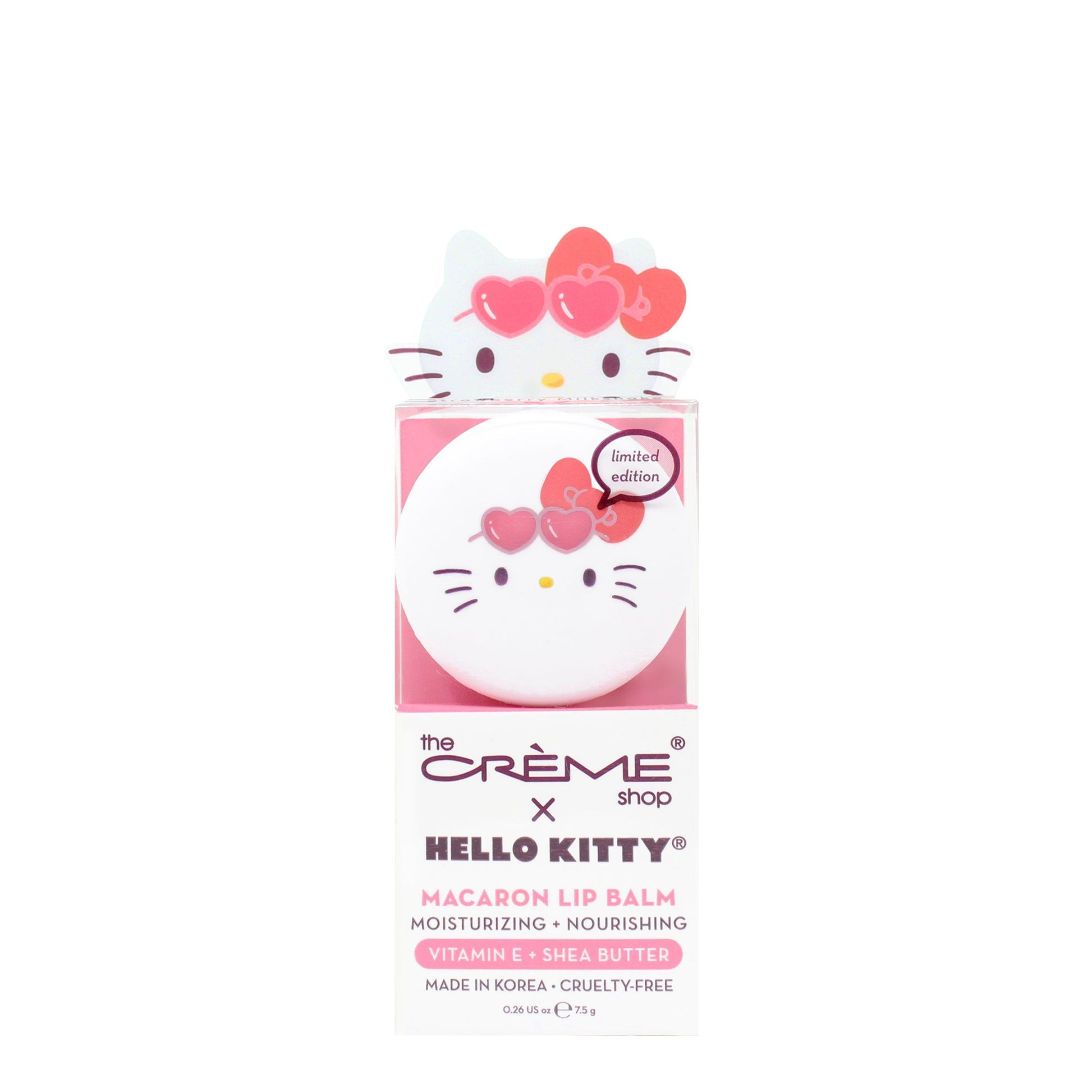 Hello Kitty Macaron Lip Balm - Strawberry Milkshake Flavored Lip Balms The Crème Shop x Sanrio 