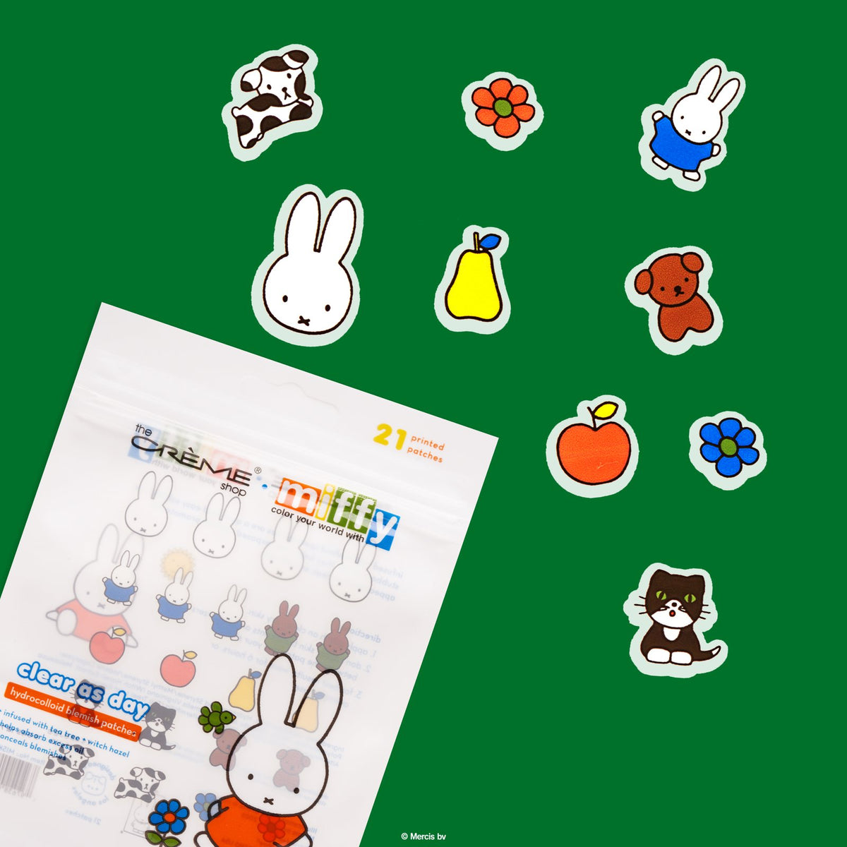 Miffy Clear As Day! Blemish Patches — Miffy patch pouch surrounded by the patch designs