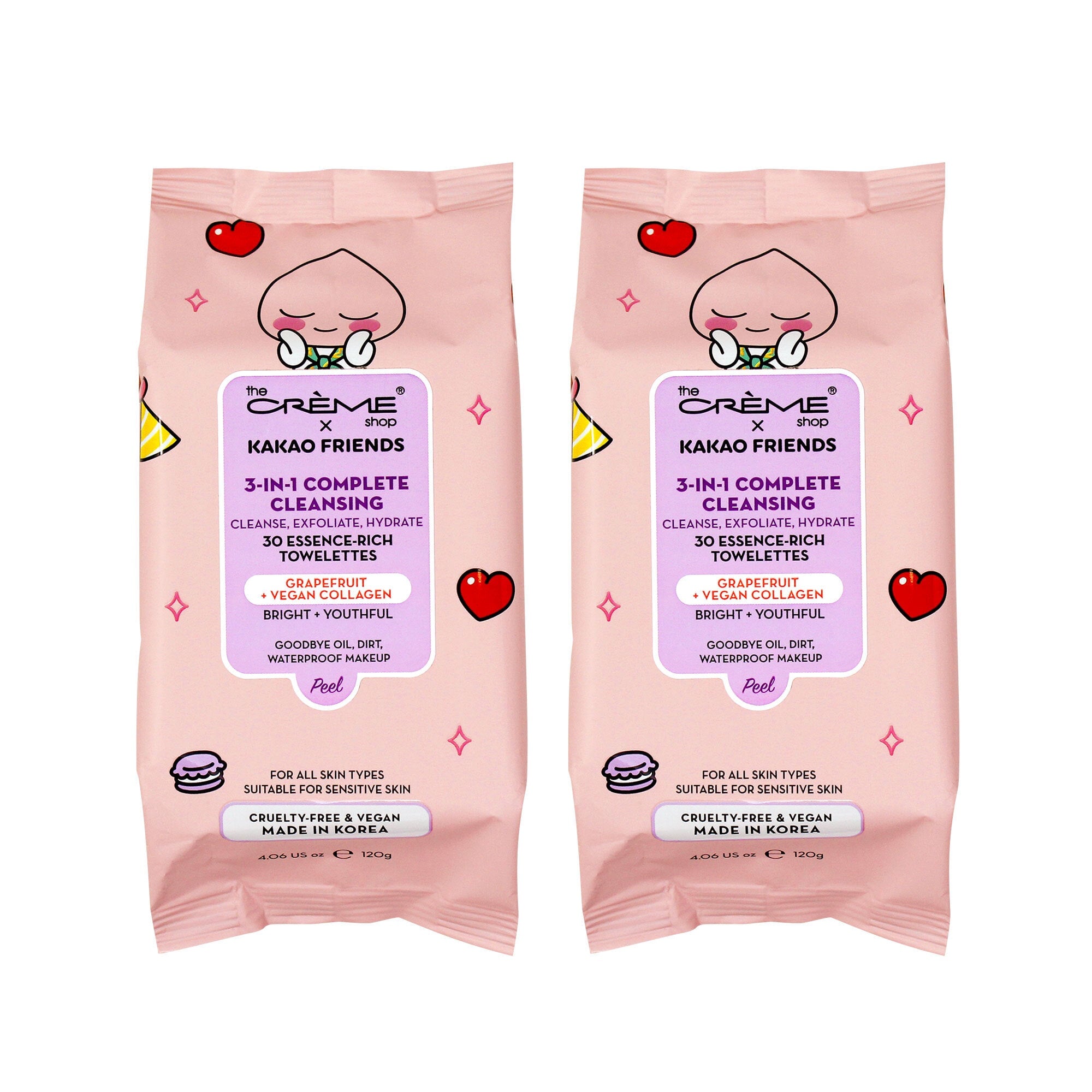 APEACH 3-In-1 Complete Cleansing Towelettes (2 Pack) The Crème Shop 