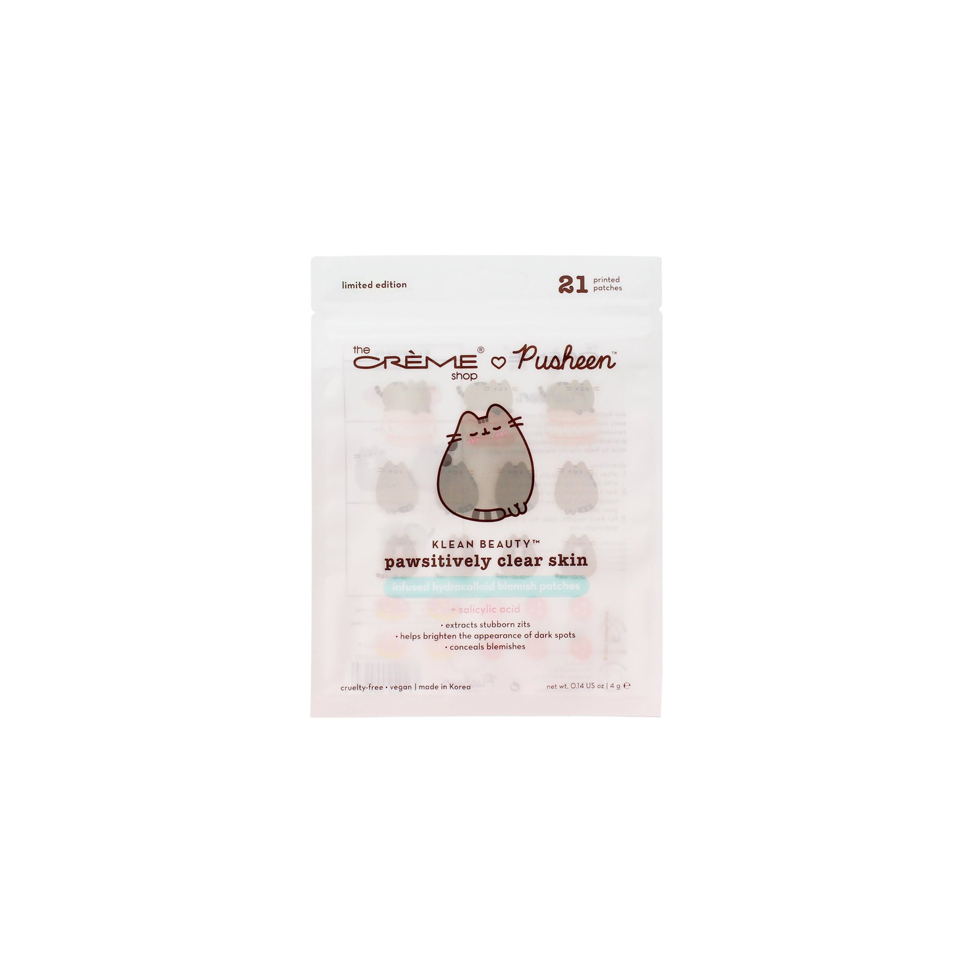 Pusheen Klean Beauty™ Pawsitively Clear Skin Infused Hydrocolloid Blemish Patches Hydrocolloid Acne Patches The Crème Shop x Pusheen 