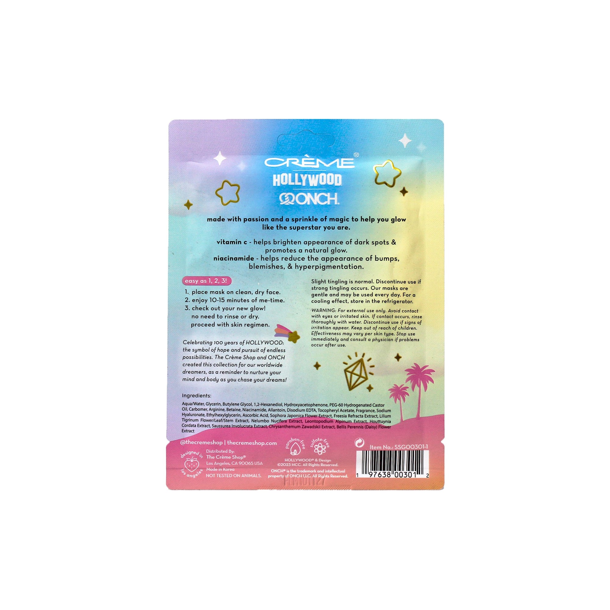 The Crème Shop x Onch® x Hollywood® Superstar Glow Printed Essence Sheet Mask Sheet masks The Crème Shop x Onch® x Hollywood® 