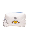 Miffy Perfect Travel Makeup Bag — white ribbed makeup bag with Miffy and flower embroidery