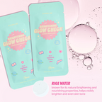 Brightening Glow Check Mask — mask pouches with rice water ingredient information