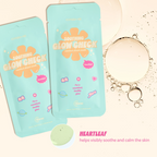 Soothing Glow Check Mask — mask pouches with heartleaf ingredient information