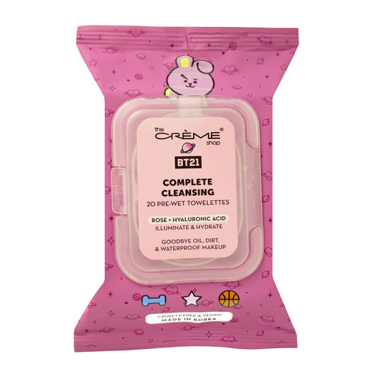 COOKY Complete Cleansing Towelettes - Rose & Hyaluronic Acid (20 Pre-Wet Towelettes) Towelettes The Crème Shop x BT21 