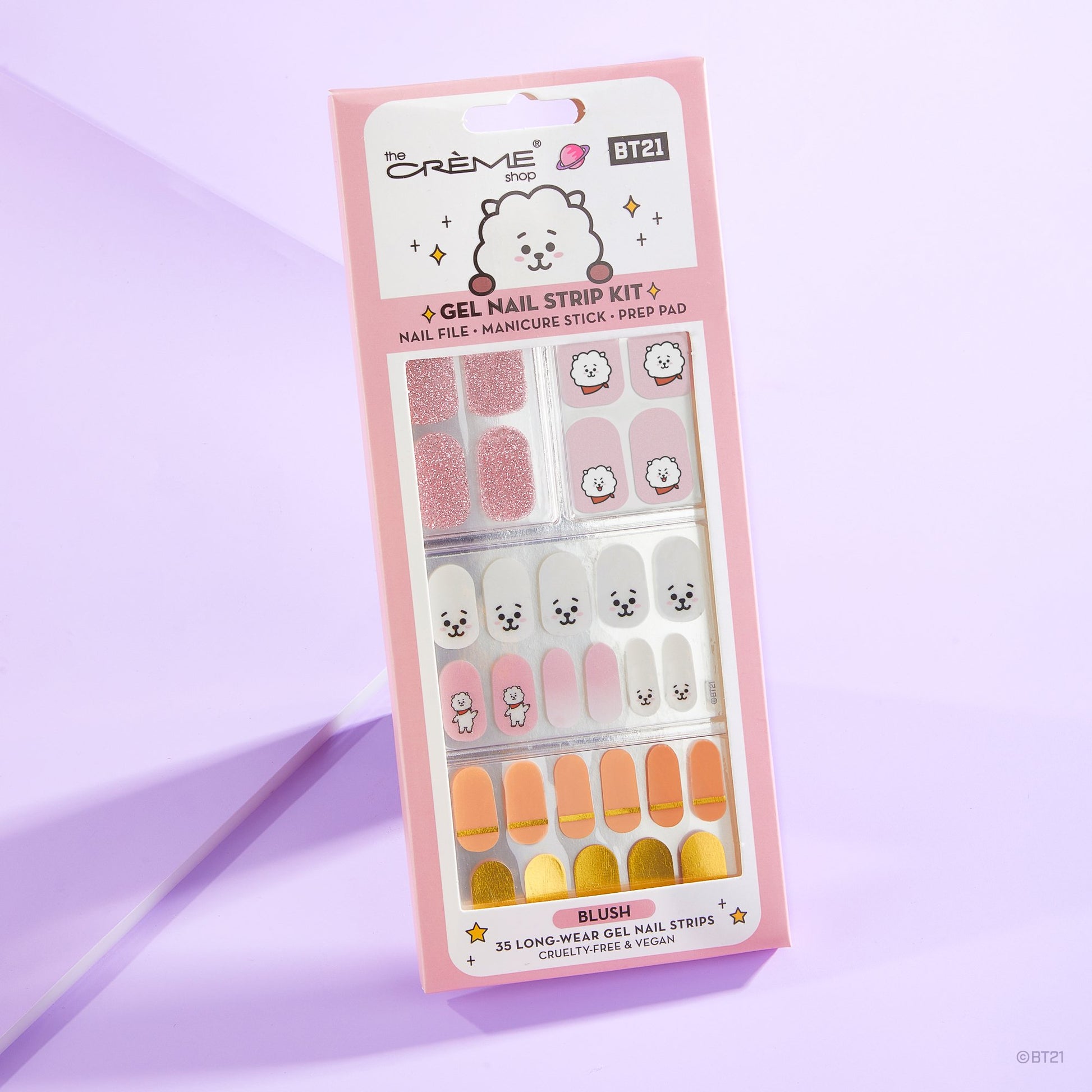 The Crème Shop | BT21: RJ Blush Gel Nail Strips (Set of 35) Nail Strips The Crème Shop x BT21 