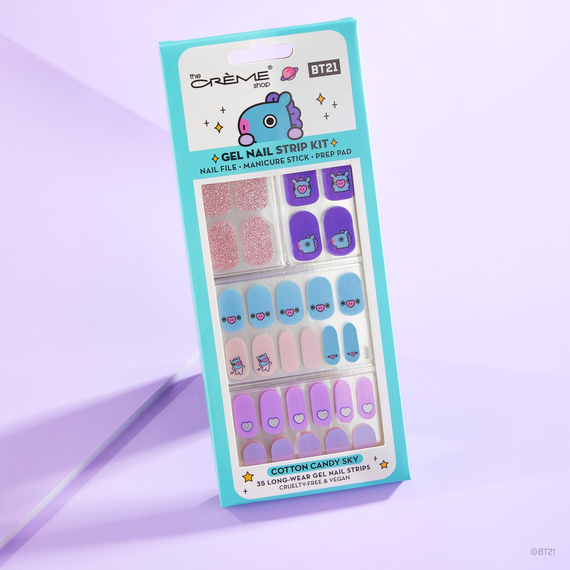 The Crème Shop | BT21: MANG Cotton Candy Sky Gel Nail Strips (Set of 35) Nail Strips The Crème Shop x BT21 