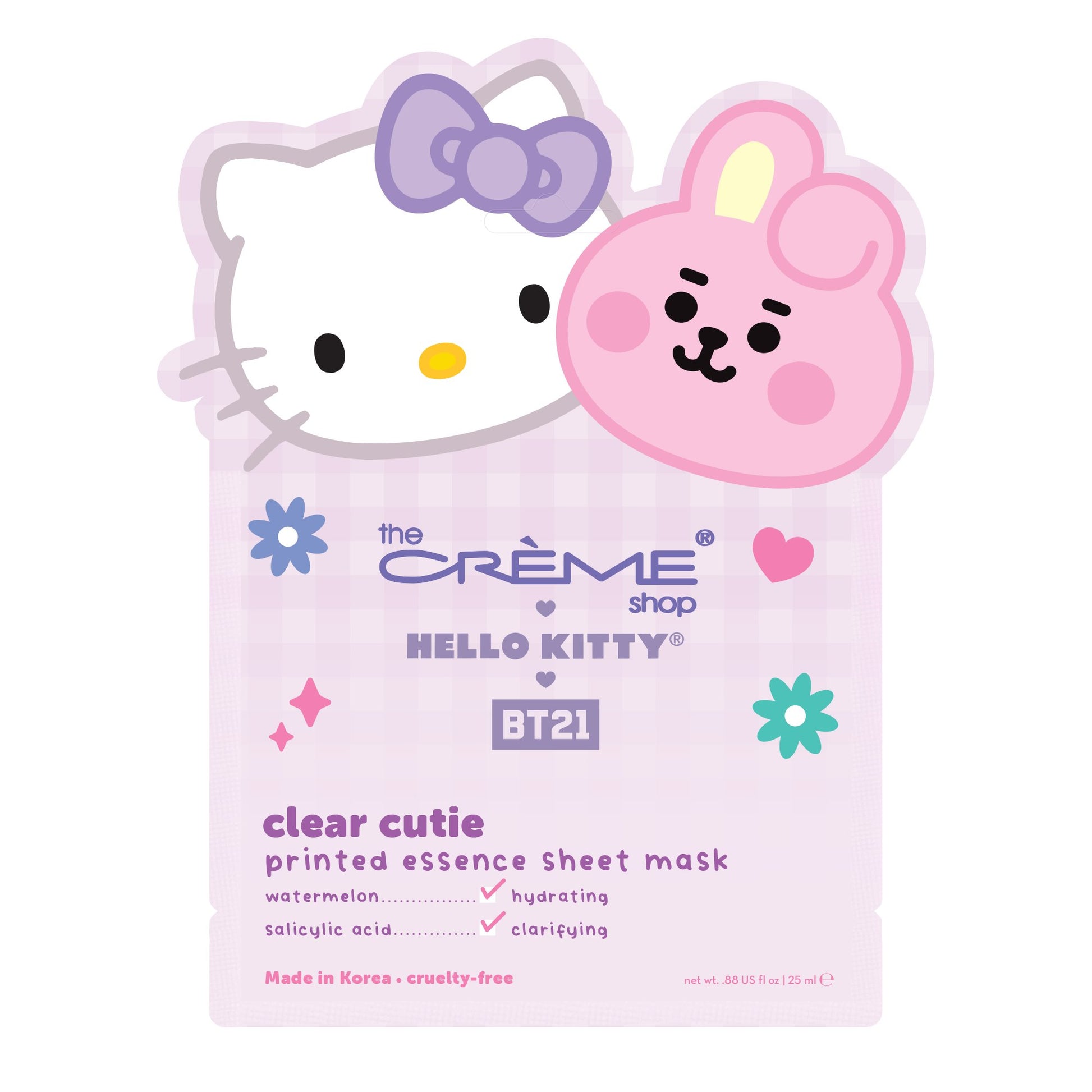 Hydrating and Clarifying Hello Kitty & BT21 Clear Cutie Printed Essence Sheet Mask Animated Sheet Masks, $4