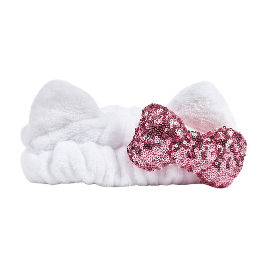 Plush Spa Headband with Hello Kitty's Signature Bow (Sparkle & Sleigh) - Limited Edition Headbands The Crème Shop x Sanrio 