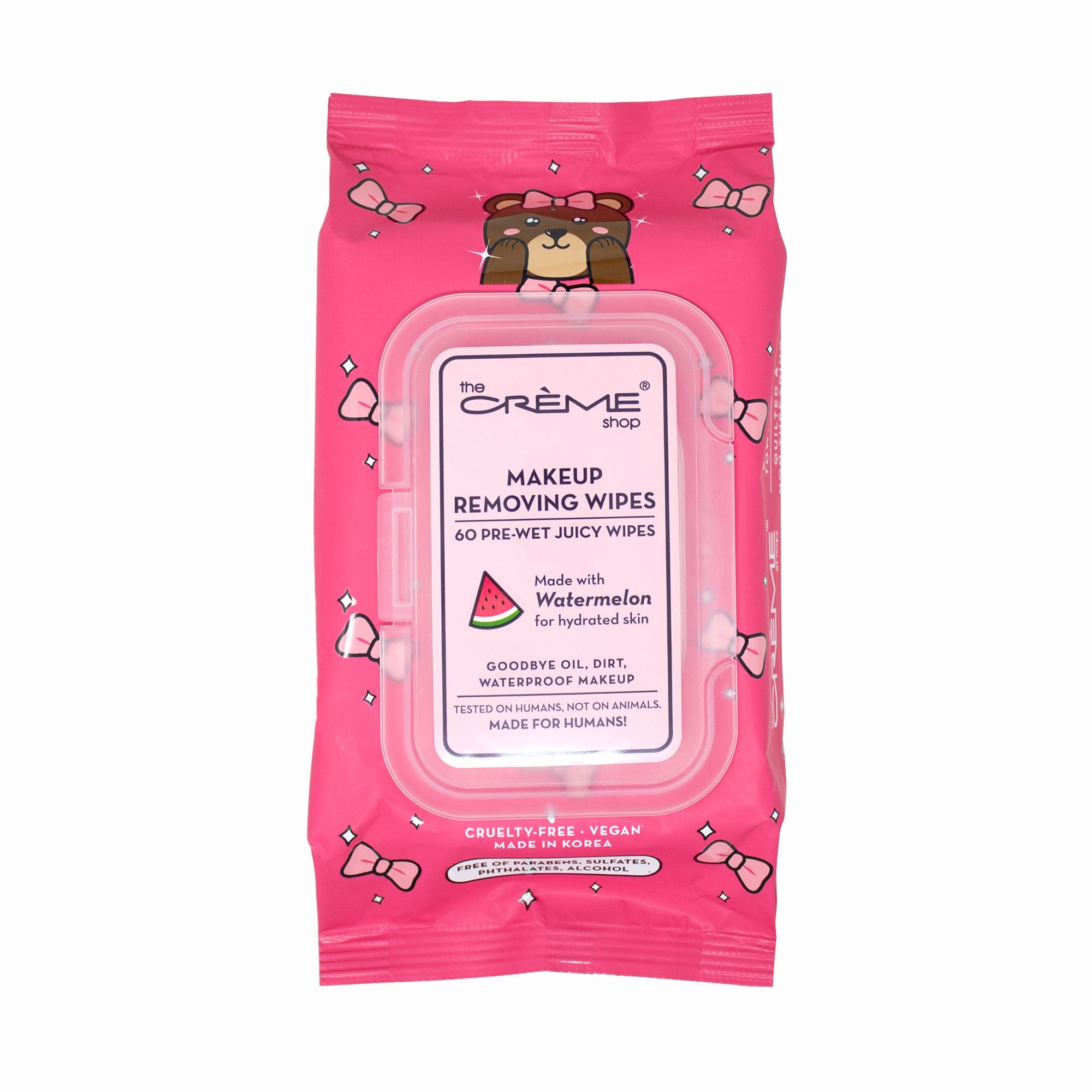 Juicy Makeup Removing Wipes | Hydrating Watermelon (Bear) Towelettes The Crème Shop 