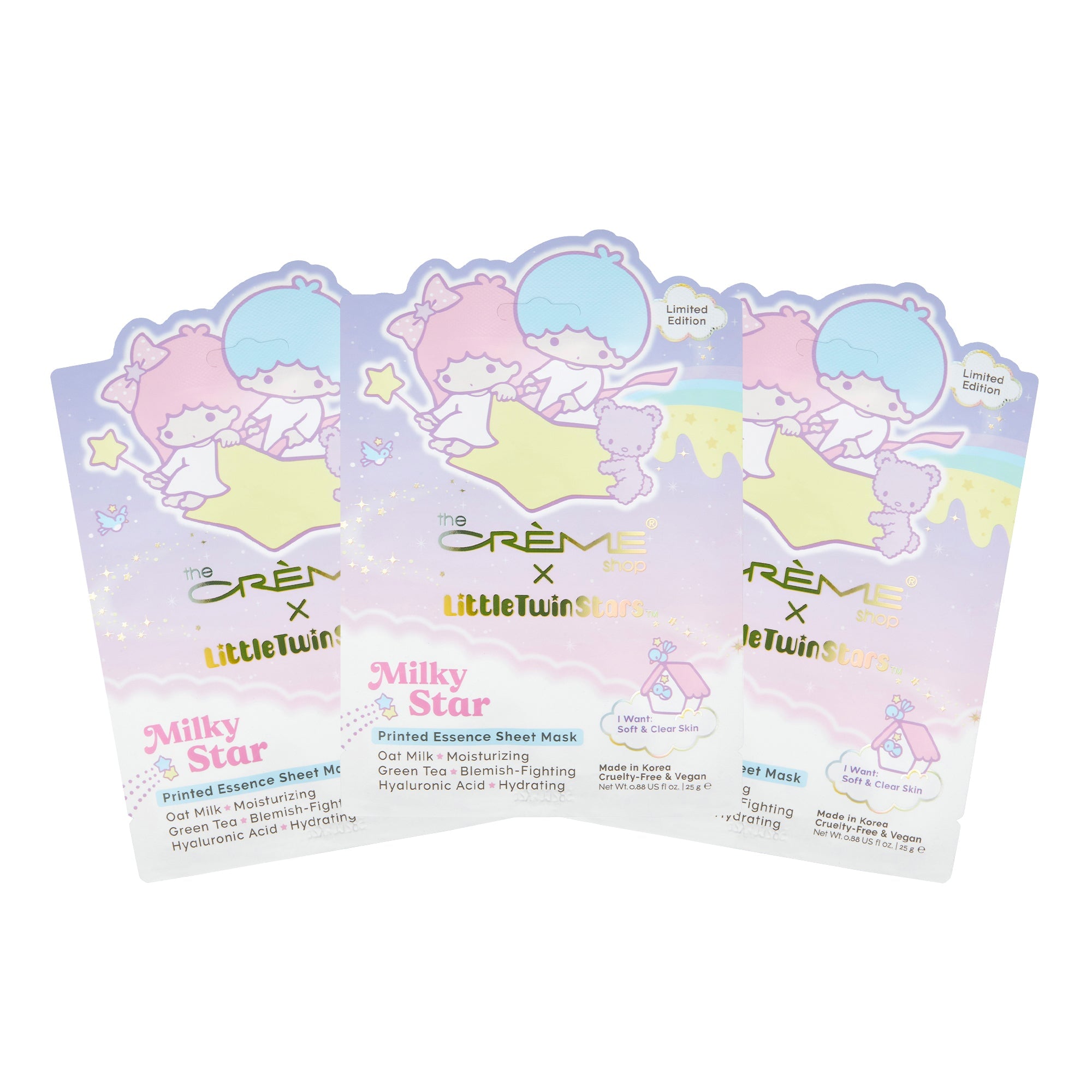 Little Twin Stars Milky Star Printed Essence Sheet Mask - Set of 3 Animated Sheet Masks The Crème Shop x Sanrio 