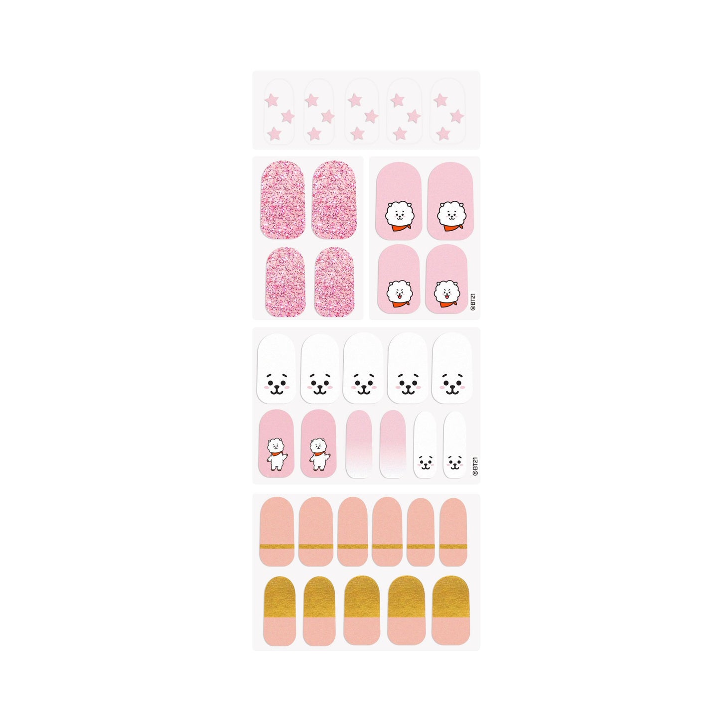 The Crème Shop | BT21: RJ Blush Gel Nail Strips (Set of 35) Nail Strips The Crème Shop x BT21 