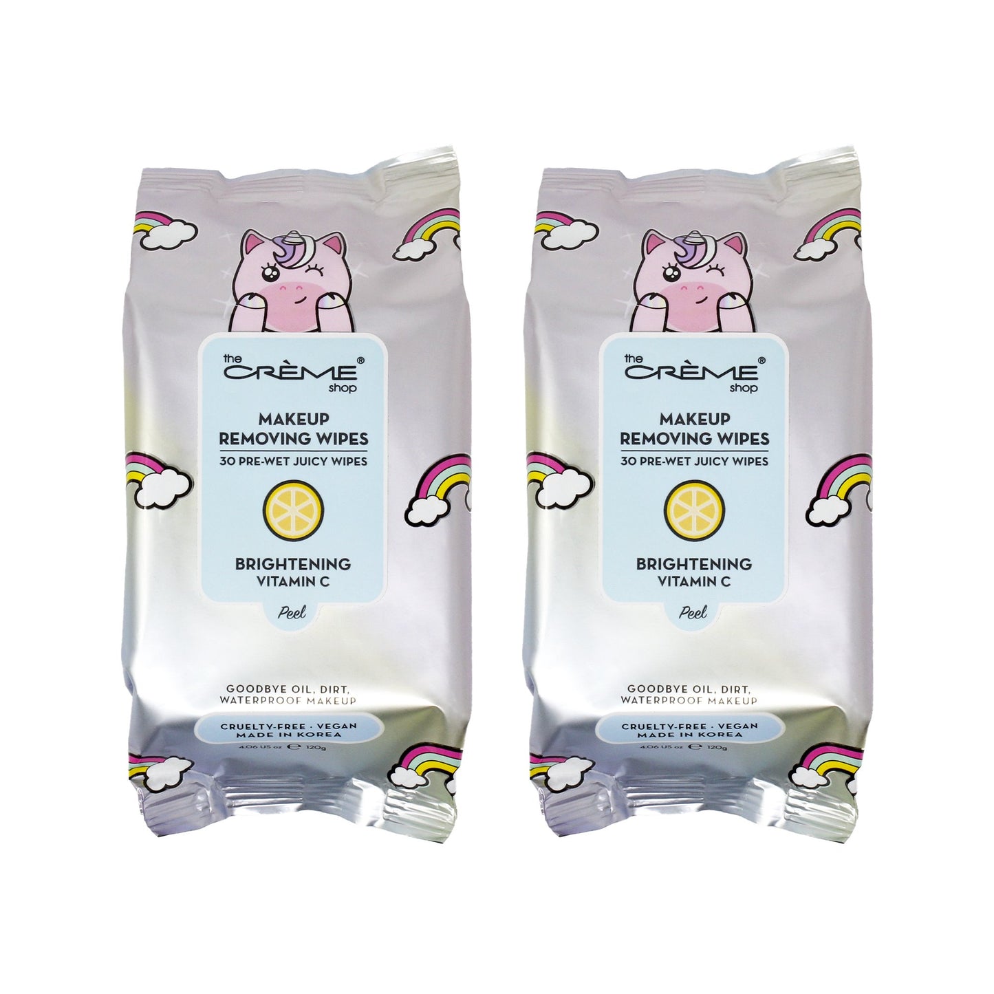 Unicorn Juicy Makeup Removing Wipes - (2 Packs of 30) Towelettes The Crème Shop 