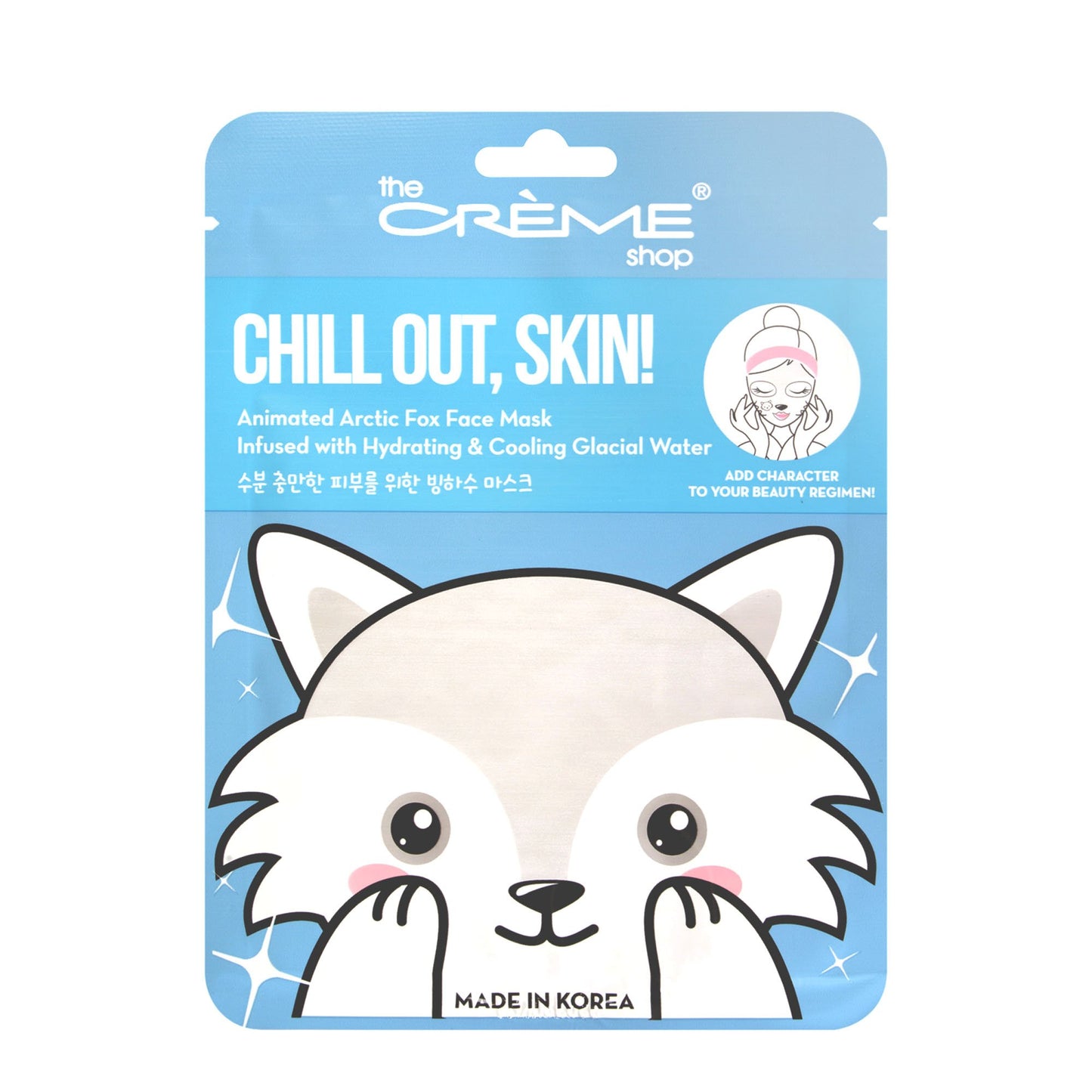 Chill Out, Skin! Animated Arctic Fox Face Mask - Hydrating & Cooling Glacial Water - The Crème Shop