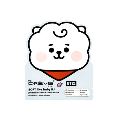 SOFT Like Baby RJ Printed Essence Sheet Mask (Vitamin C, Bakuchiol, Lychee) Sheet masks The Crème Shop x BT21 BABY 